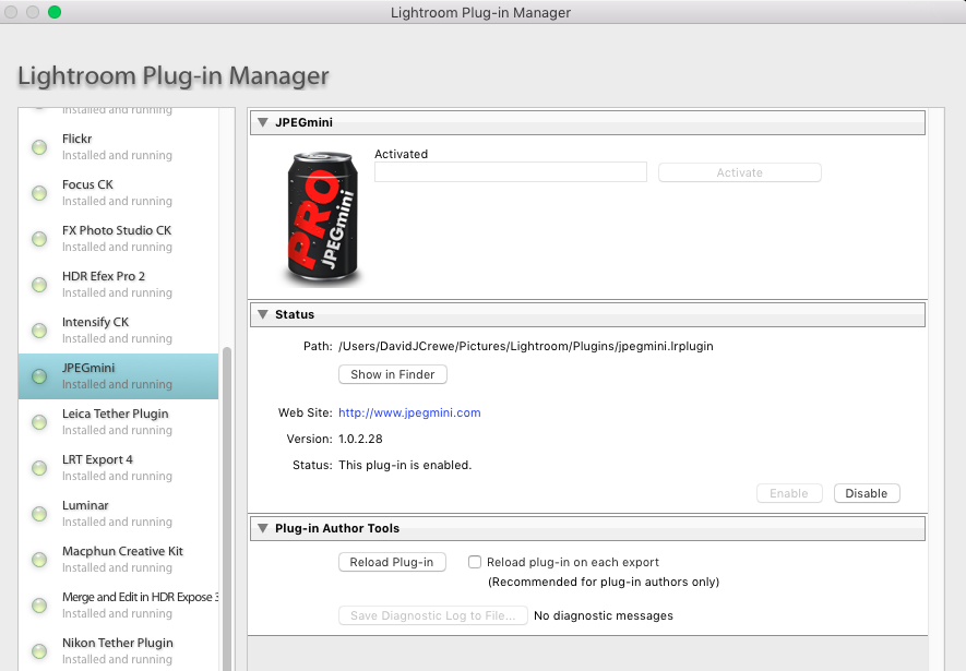 JPEGMini Lightroom Plug-In Manager