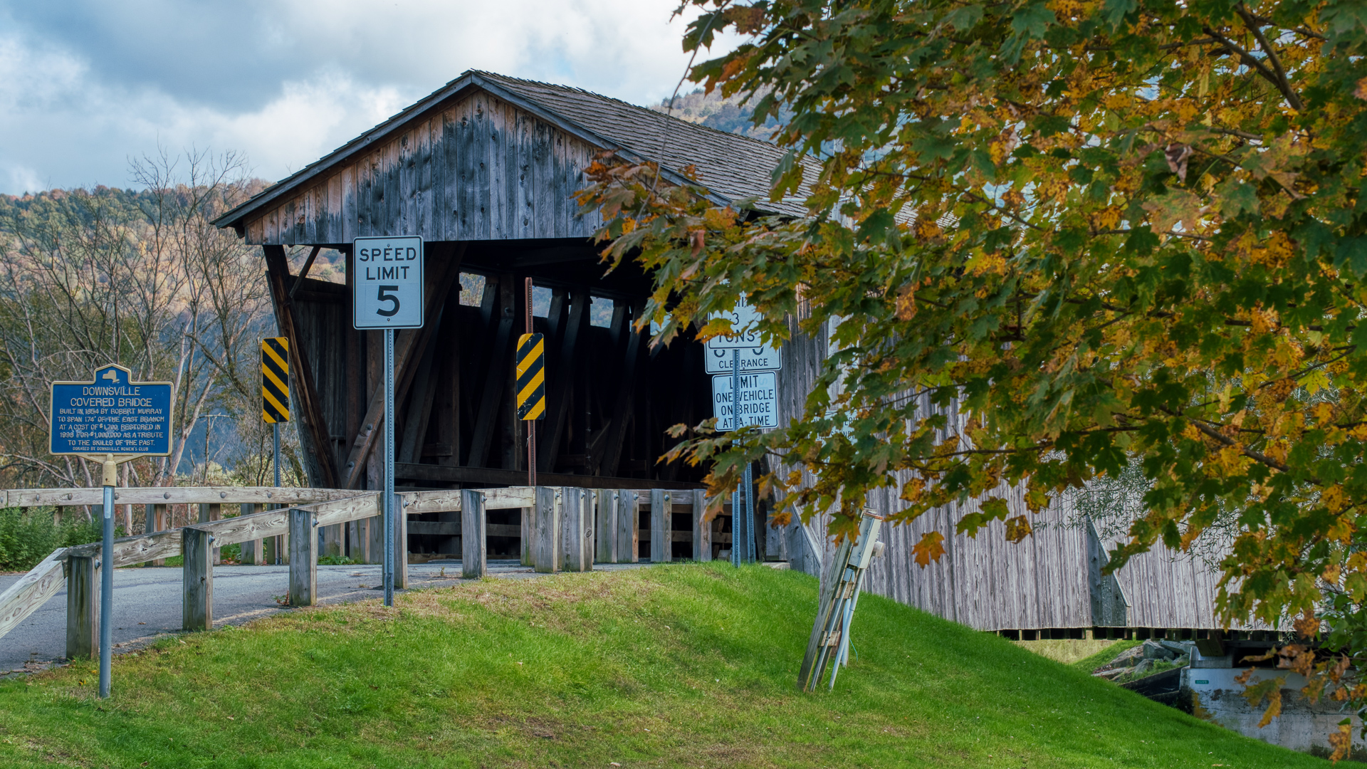 Historic Downsville covered bridge in western New York