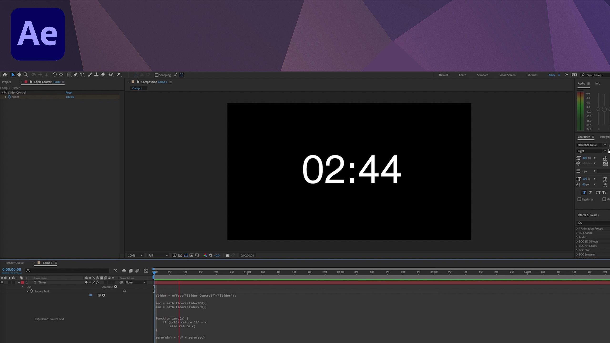 Countdown Timer Expression - After Effects
