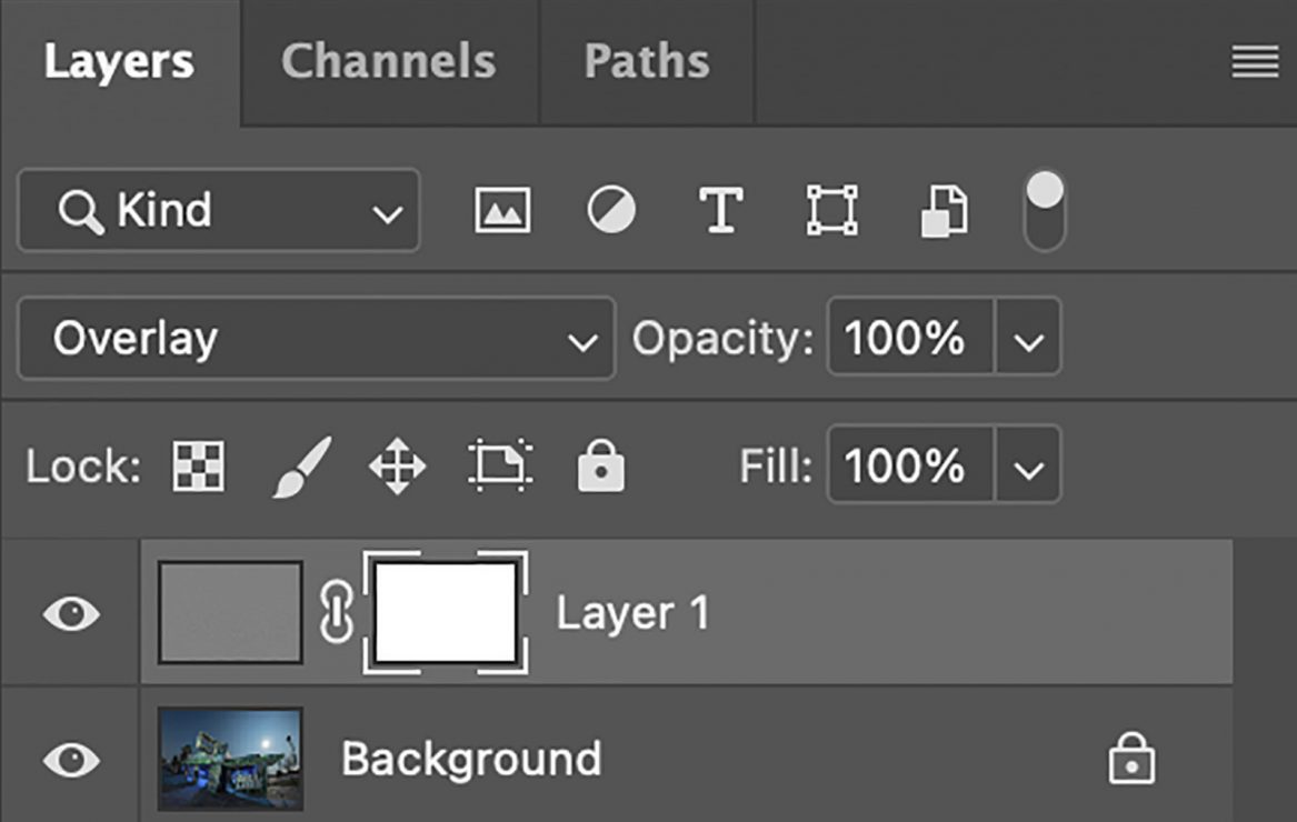 Layers Panel. Showing the new Layer Mask after applying the High Pass Filter.