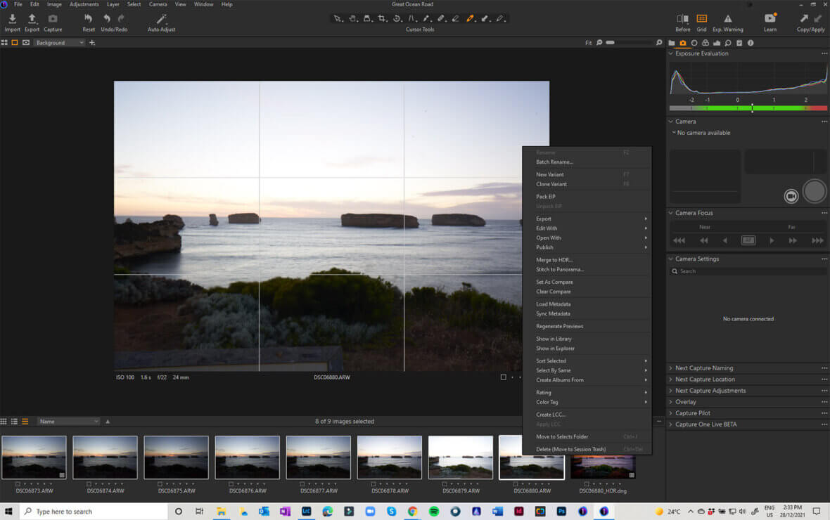 Creating a Merged HDR image in Capture One 22