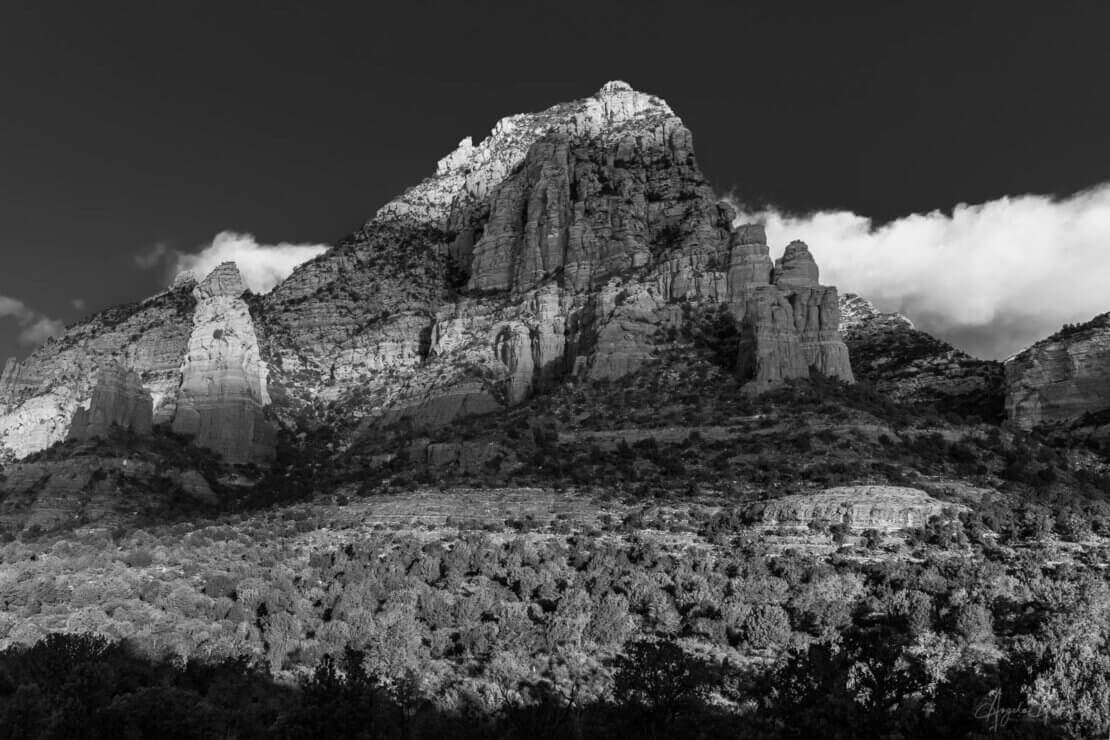 treking poles helped me get this black and white photo in Sedona
