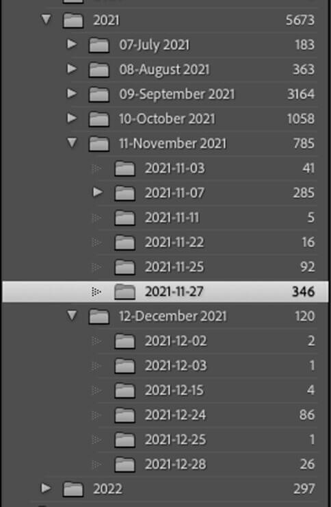 date-based organized folders
