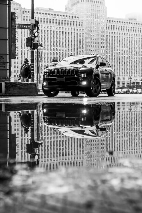 Jeep reflection in Chicago